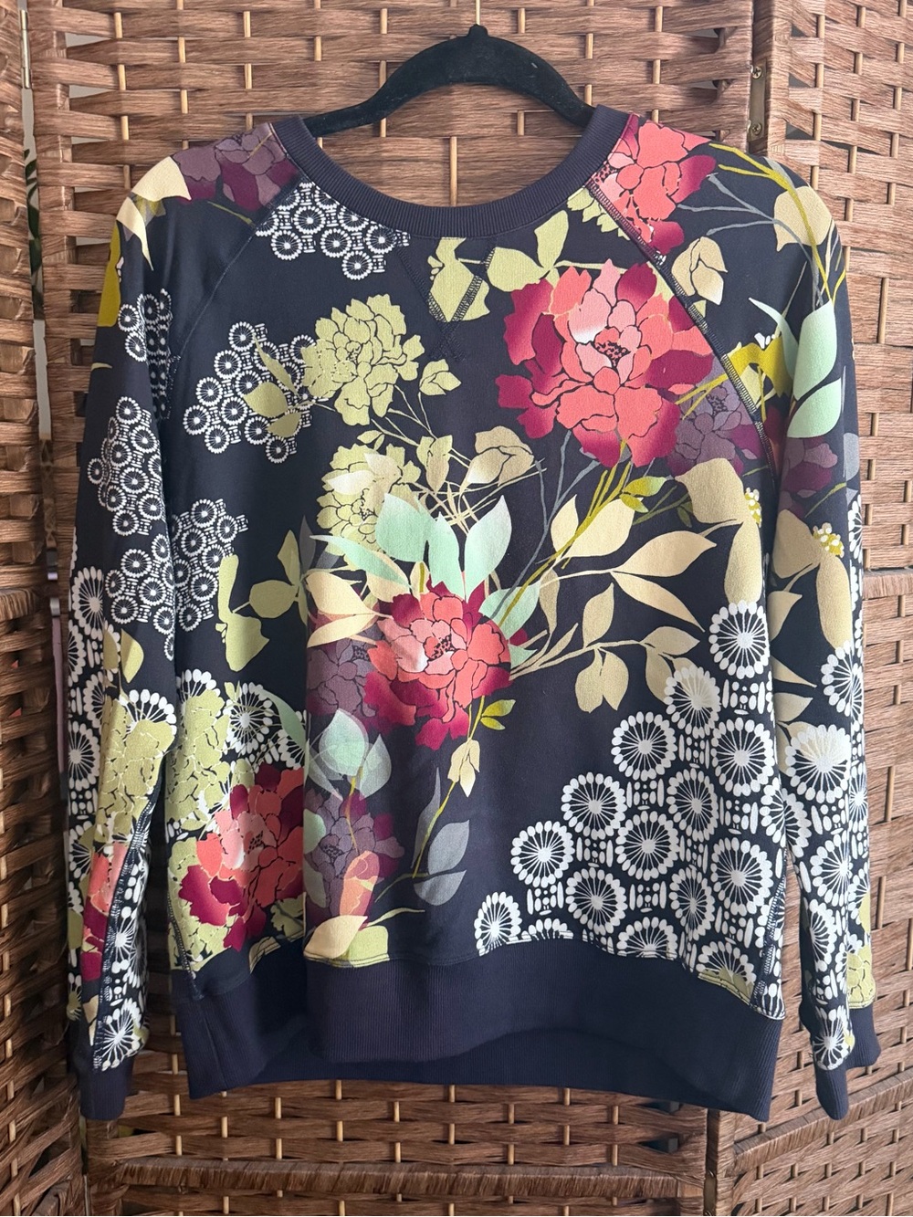 Johnny Was Floral Crewneck Sweatshirt with Blooms